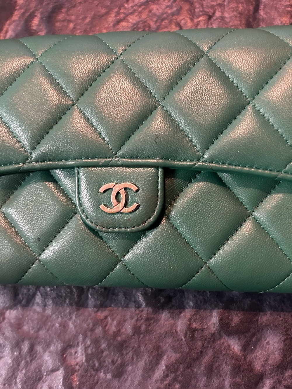 CHANEL Quilted Lambskin chevron wallet